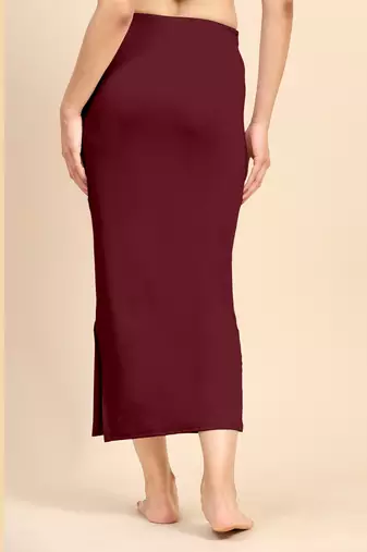 Trendmalls Maroon Solid Nylon Soft Petticoat Skirts for Women Saree Shape Wear 