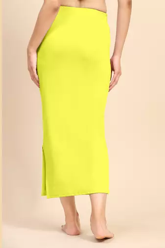 Trendmalls Yellow Solid Nylon Soft Petticoat Skirt Saree Shape Wear for Women