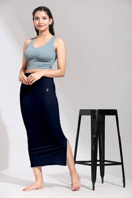 Trendmalls Navyblue Solid Nylon Soft Petticoat Skirt Saree Shape Wear for Women 3