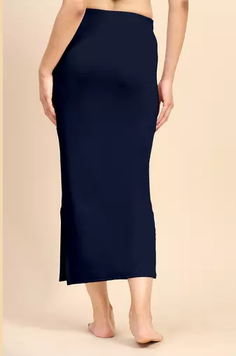 Trendmalls Navyblue Solid Nylon Soft Petticoat Skirt Saree Shape Wear for Women