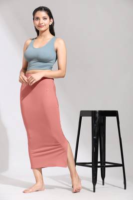 Trendmalls Light Pink Solid Nylon Soft Petticoat Skirts for Women Saree Shape Wear  3