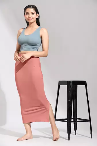 Trendmalls Light Pink Solid Nylon Soft Petticoat Skirts for Women Saree Shape Wear 