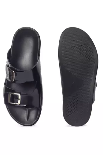 Black leather magnus sandals
