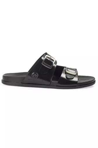 Black leather magnus sandals