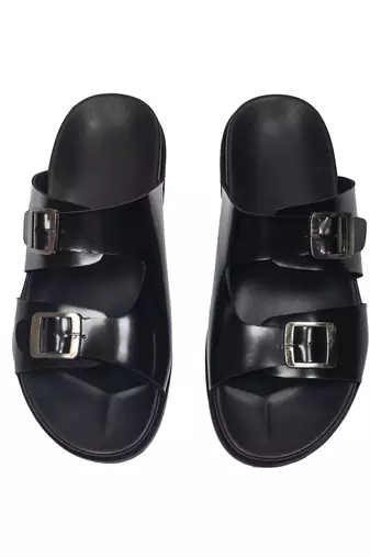 Black leather magnus sandals