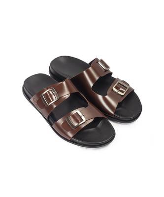 Brown leather magnus sandals 1