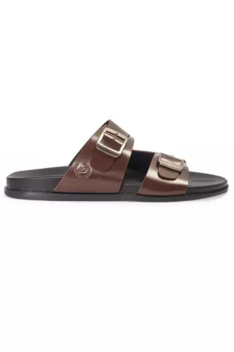 Brown leather magnus sandals