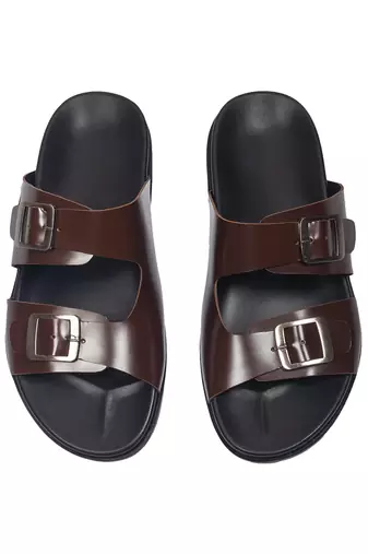 Brown leather magnus sandals