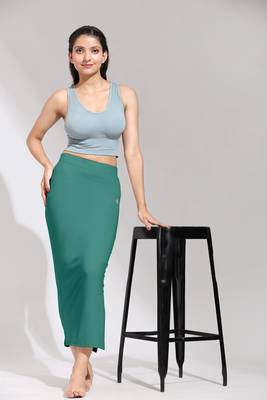 Trendmalls Light Green Solid Nylon Soft Skirt Petticoat for Women Saree Silhouette Shape Wear 2