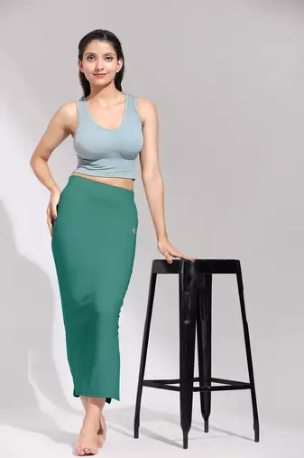 Trendmalls Light Green Solid Nylon Soft Skirt Petticoat for Women Saree Silhouette Shape Wear