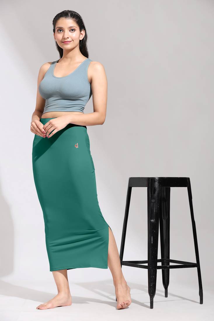 Light Green Solid Nylon Soft Skirt Petticoat for Women Saree Silhouette Shape Wear