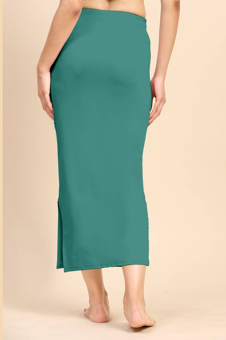 Light Green Solid Nylon Soft Skirt Petticoat for Women Saree Silhouette Shape Wear