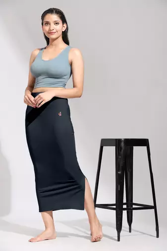 Trendmalls Grey Nylon Soft Petticoat Skirts for Women Saree Shape Wear 