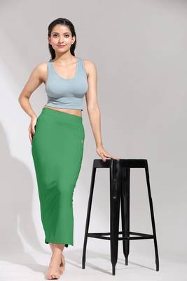 Trendmalls Green Solid Nylon Soft Petticoat Skirts for Women Saree Shape Wear  2