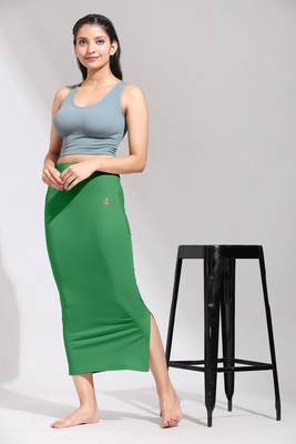Trendmalls Green Solid Nylon Soft Petticoat Skirts for Women Saree Shape Wear  3