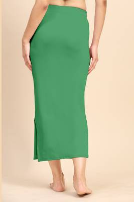 Trendmalls Green Solid Nylon Soft Petticoat Skirts for Women Saree Shape Wear  4