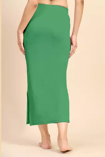 Trendmalls Green Solid Nylon Soft Petticoat Skirts for Women Saree Shape Wear 