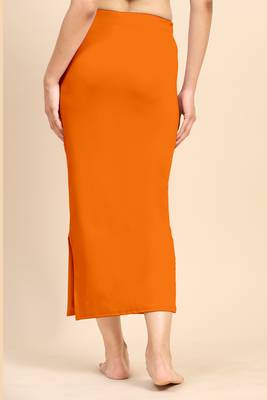 Plain Soft Nylon Orange Petticoat Skirt for Women Saree Silhouette Shape Wear 4