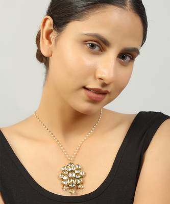 White gold tone kundan necklace 2