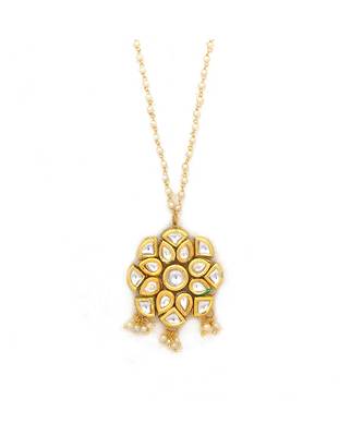 White gold tone kundan necklace 4
