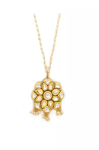 White gold tone kundan necklace