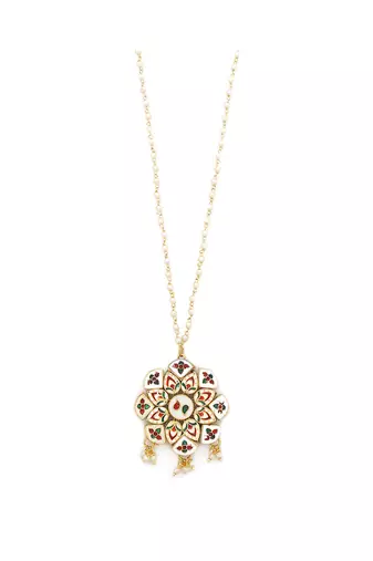 White gold tone kundan necklace