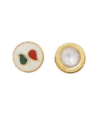 White gold tone kundan necklace with earrings 5