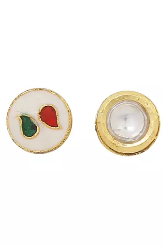 White gold tone kundan necklace with earrings