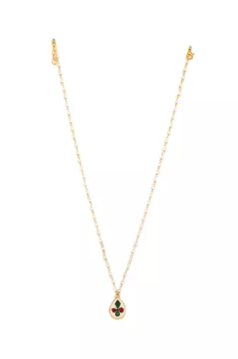 Ruby tear drop kundan pearl neckpiece