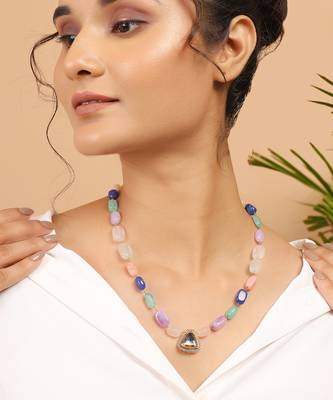 Multicolored kundan polki necklace 1