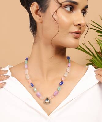 Multicolored kundan polki necklace 2