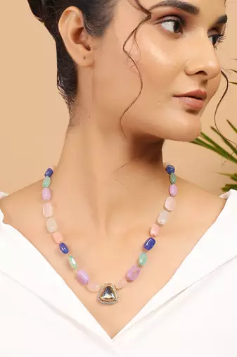 Multicolored kundan polki necklace