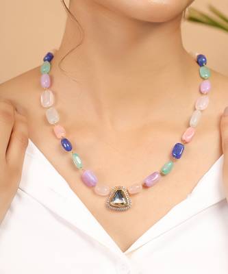 Multicolored kundan polki necklace 3
