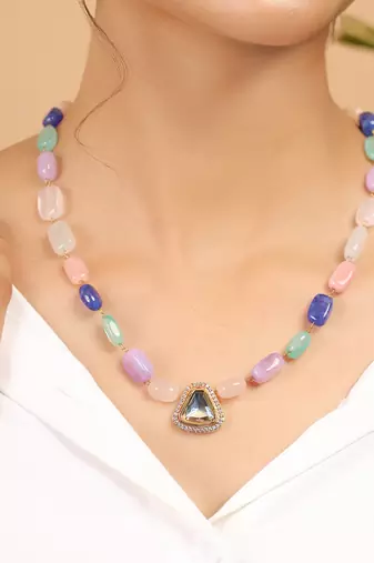 Multicolored kundan polki necklace