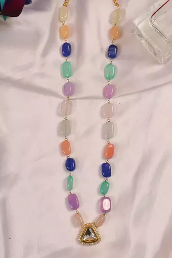 Multicolored kundan polki necklace