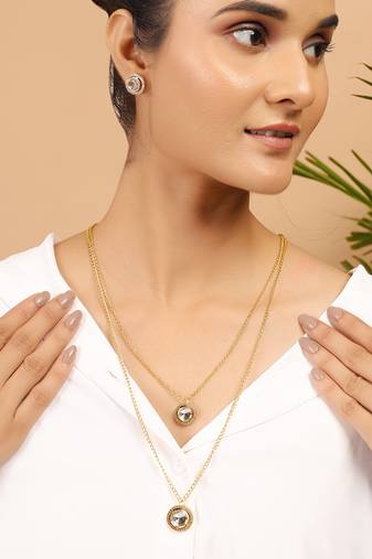 Layered kundan polki necklace set