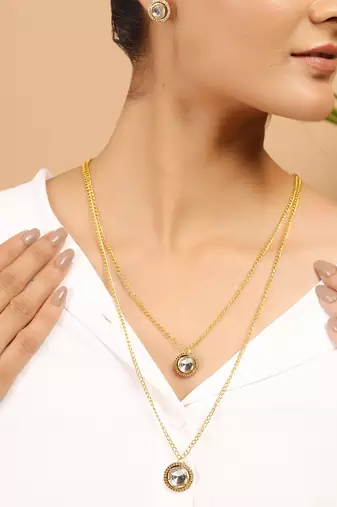 Layered kundan polki necklace set