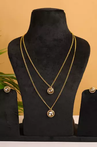 Layered kundan polki necklace set