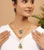 Multi layered green meenakari necklace