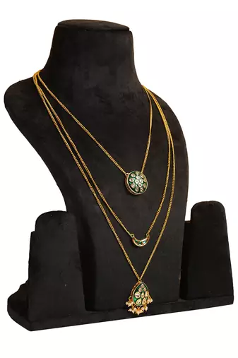 Multi layered green meenakari necklace