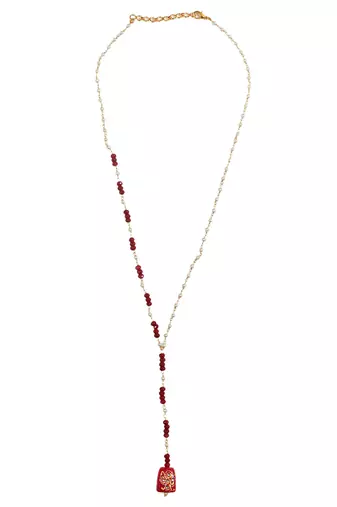 Reda and pearl beaded necklace