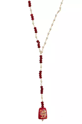 Reda and pearl beaded necklace