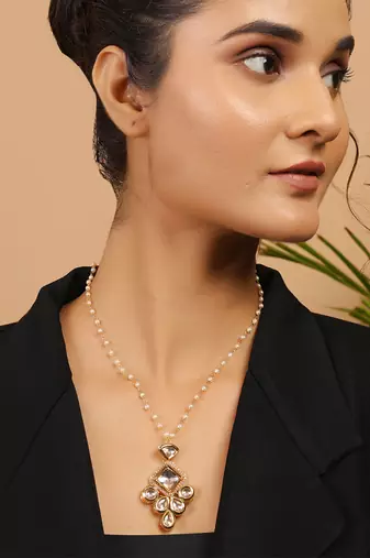 Uncut kundan polki pearl necklace