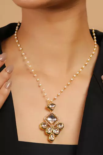 Uncut kundan polki pearl necklace