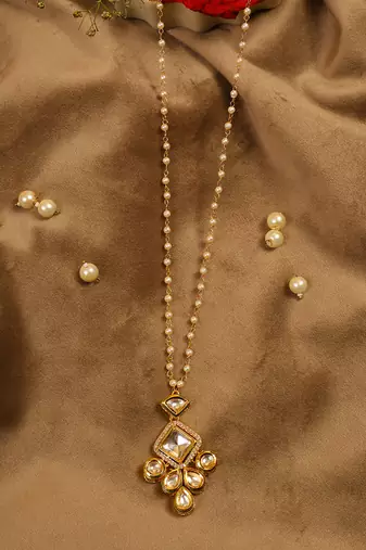 Uncut kundan polki pearl necklace