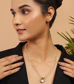 Tear drop kundan necklace with pearls