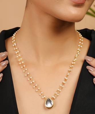Tear drop kundan necklace with pearls 3