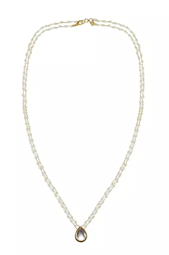 Tear drop kundan necklace with pearls