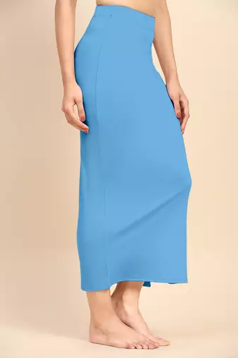 Trendmalls Blue Solid Nylon Soft Petticoat Skirts for Women Saree Shape Wear 