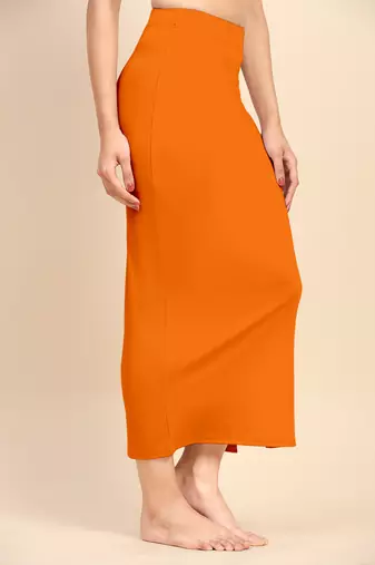 Trendmalls Plain Soft Nylon Orange Petticoat Skirt for Women Saree Silhouette Shape Wear